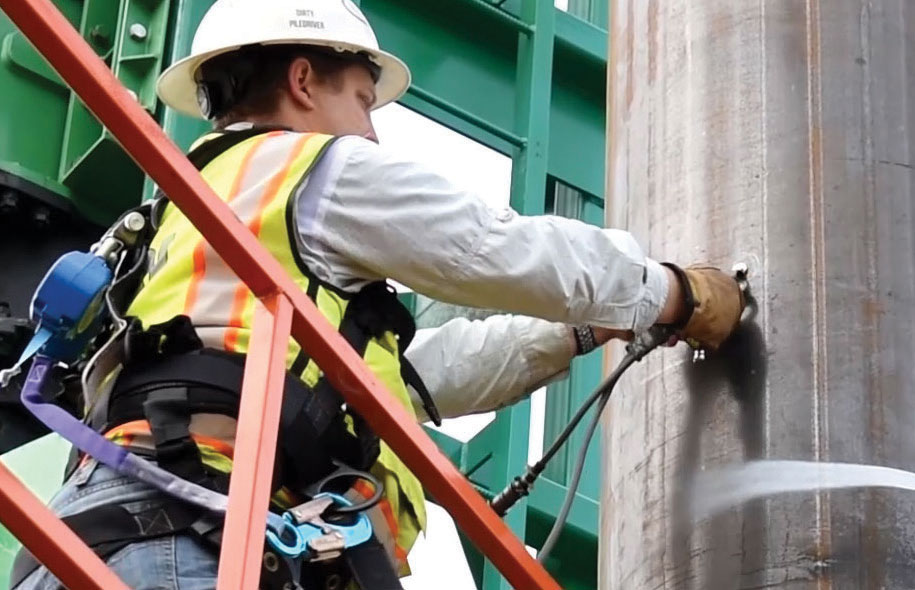 Engineers inspect structural foundations using high-tech inspection tools.
