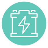 Battery with Charging Symbol Circle Icon