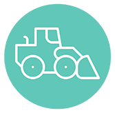 Tractor with Bucket Circle Icon