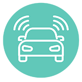 Vehicle with Connection Symbols Circle Icon