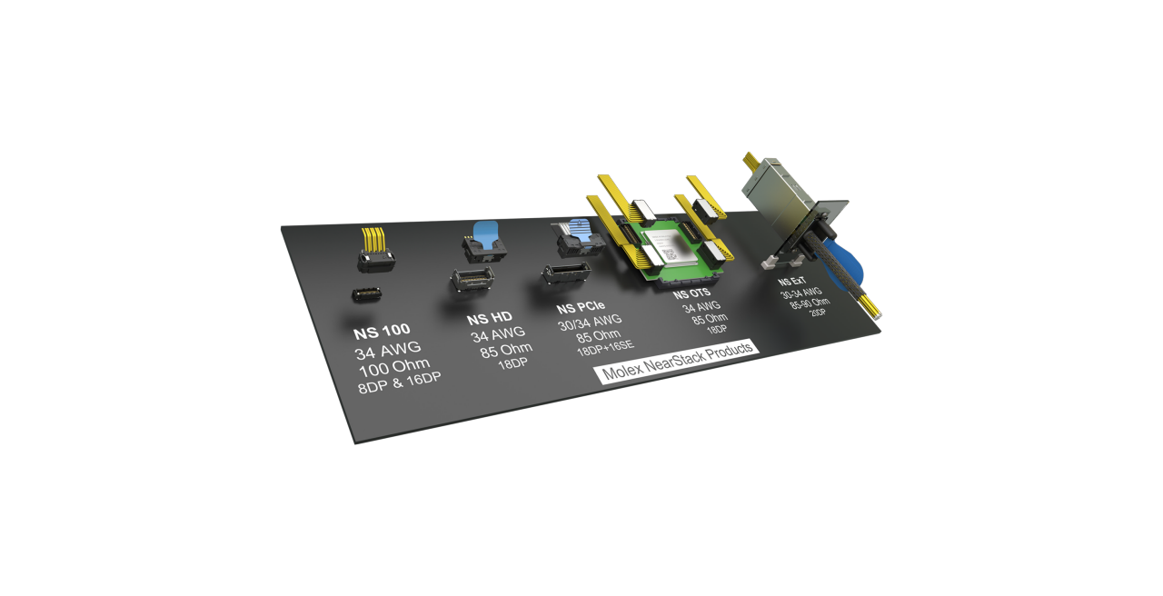 Molex NearStack high-speed internal I/O connector system.