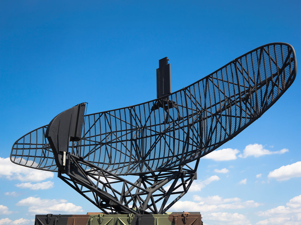 A military radar antenna in an aerospace application.