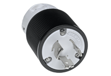 Molex NEMA Straight Blade and Locking Blade Plug and Connector with black ribbed housing and visible metal blades. 