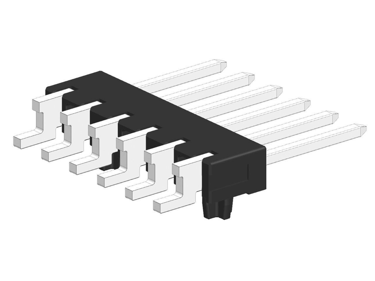 Molex Flexi-Pin Stack SMT-compatible connector with six circuits.
