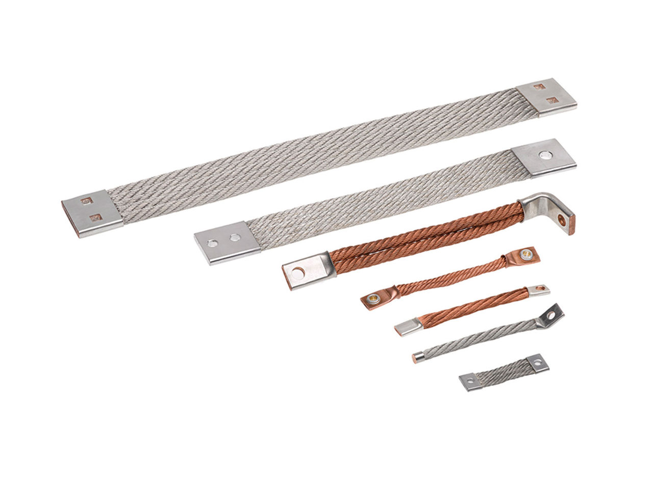 Silver and copper braided and hybrid Molex flexible busbars.