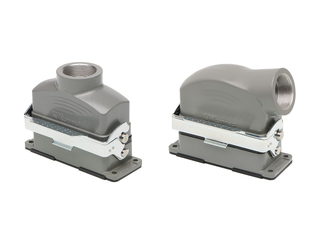 Exploded view of a heavy-duty connector showing multiple components.