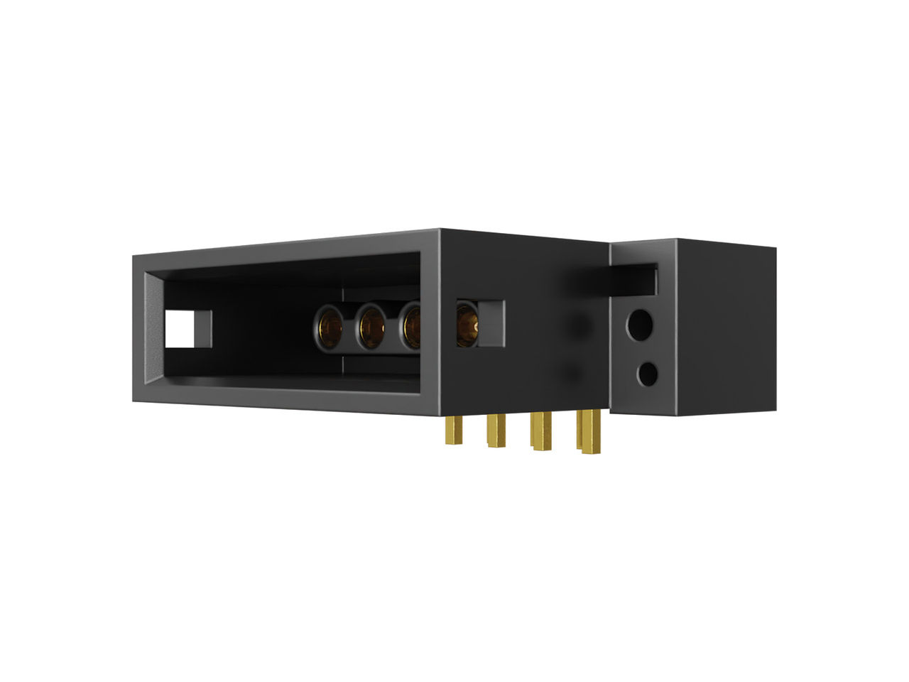 Gang of 4 Molex MPRF jack PCB receptacles.