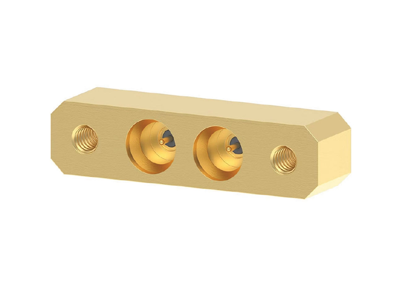 Molex SMPM two-port panel-mount RF plug connector. 