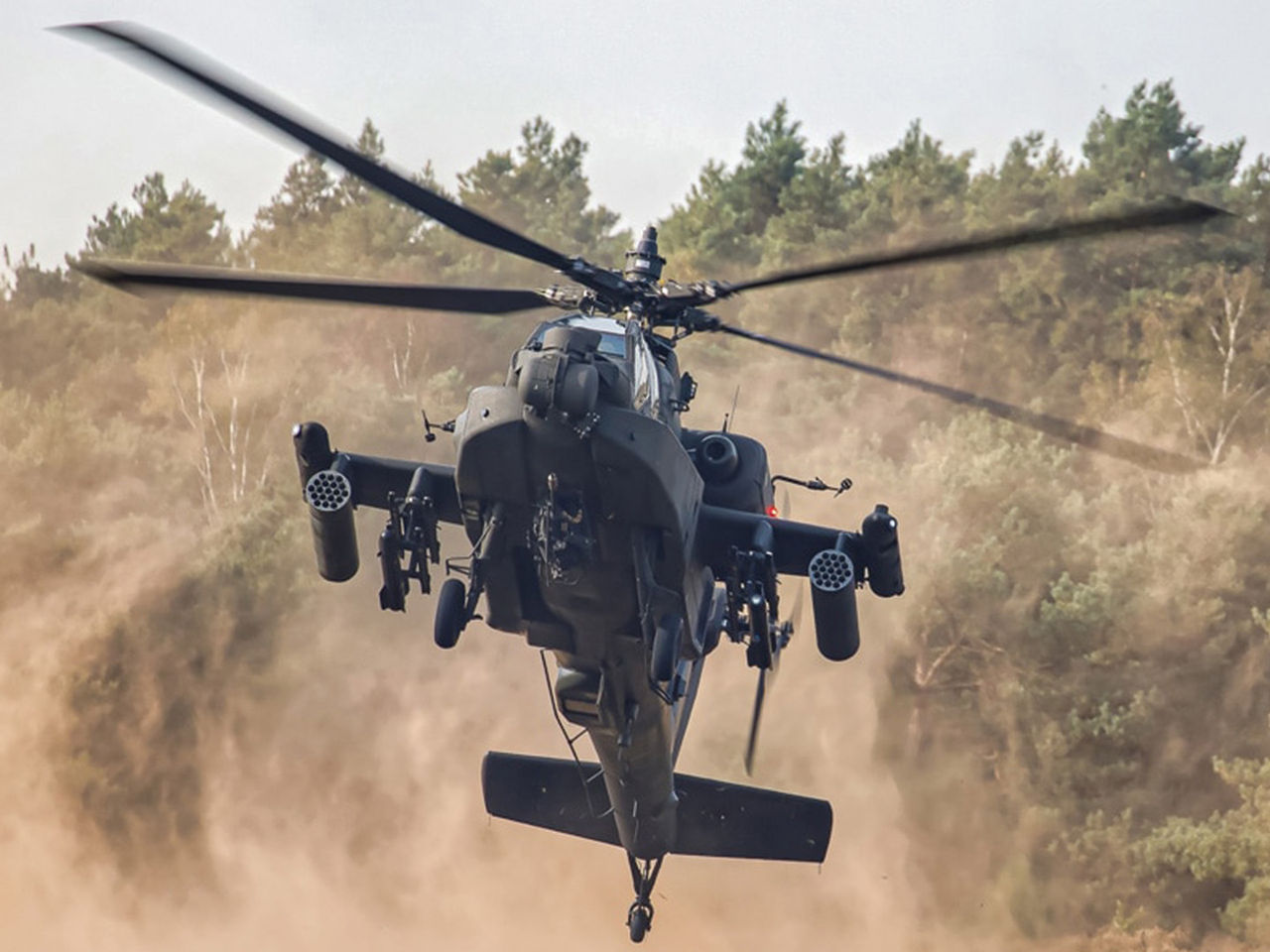 Apache helicopter in flight.