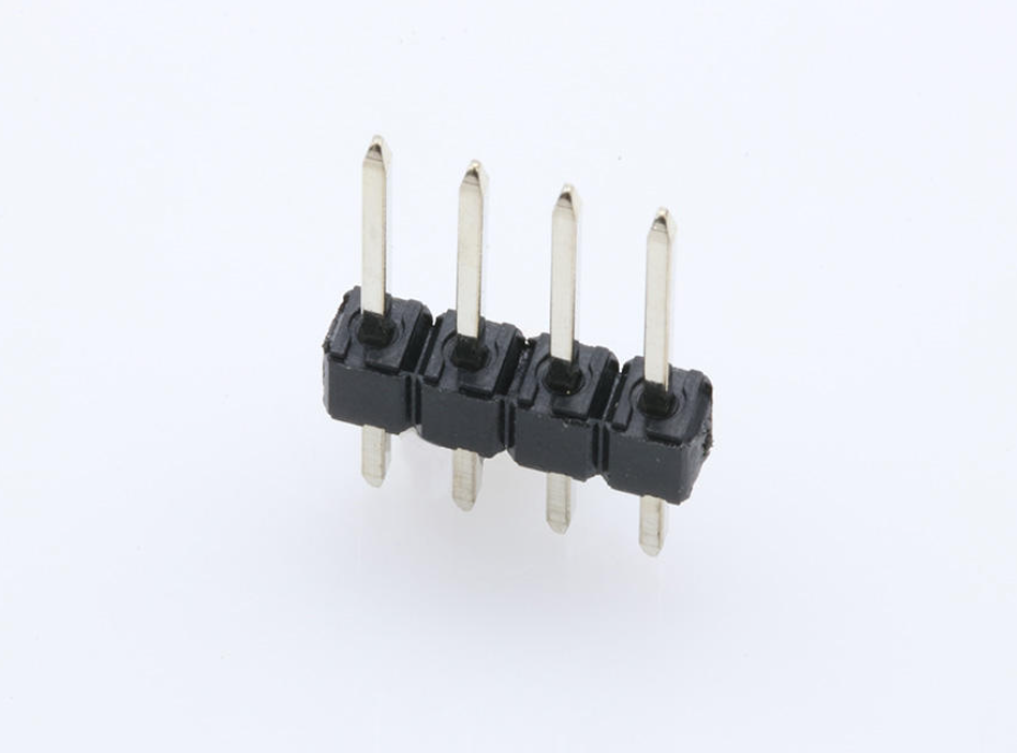 Molex KK breakaway header with unpopulated pin positions. Polarization built into the pin arrangement itself.
