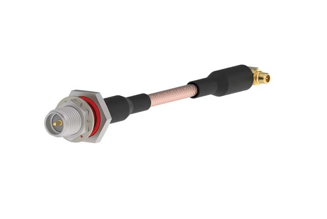 Molex SMA female jack connector with reverse polarity. It features a center pin instead of a socket.