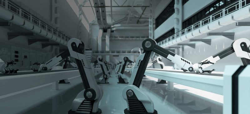 Smart machines and robots in a manufacturing environment.